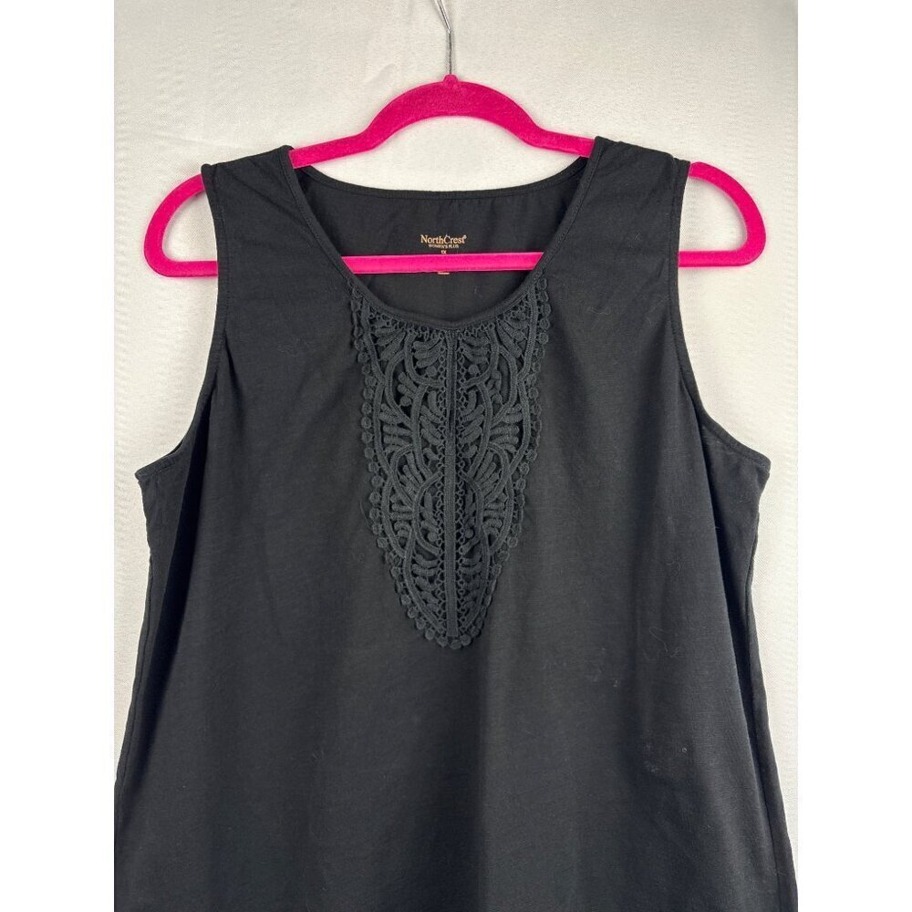 NorthCrest Womens Plus Black Sleeveless Top 1X Cotton/Polyester Blend